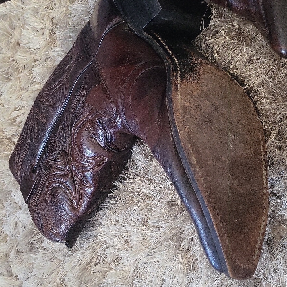 Brown Leather Cowboy Boots - Picture 2 of 8